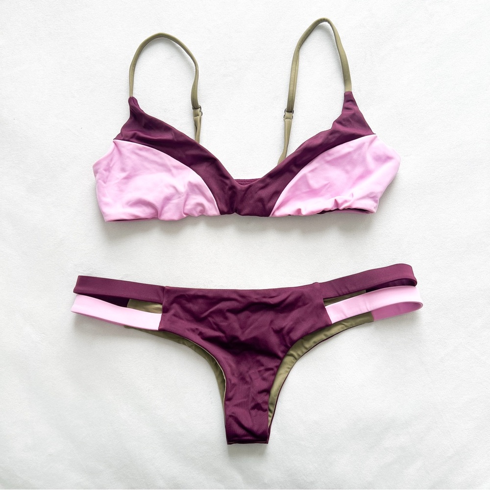 Stylish Pink and Purple Bikini Set - Small